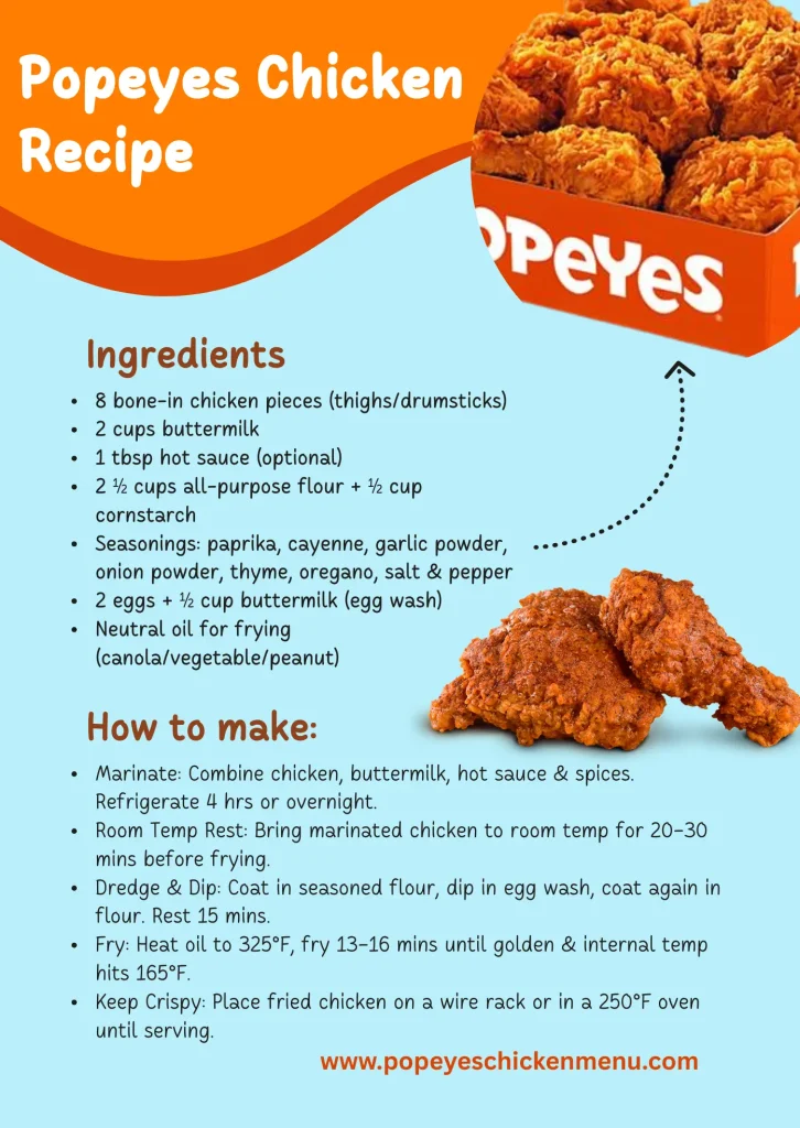 Popeyes Chicken Recipe Card