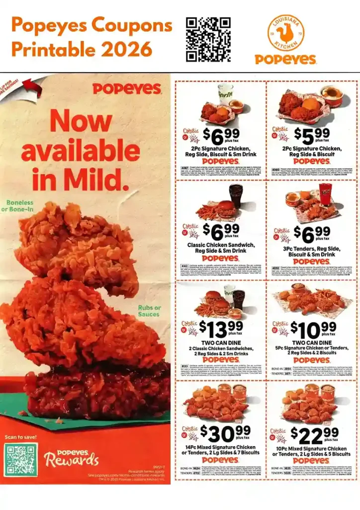New Popeyes Coupons Printable 2026 February to March