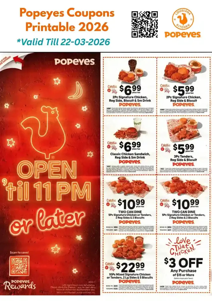 Popeyes Coupons Printable 2026 Valid for February to March